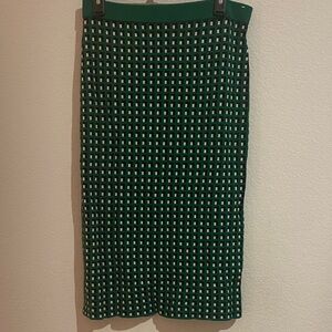 Banana Republic Green and Black Checkered Pencil Skirt